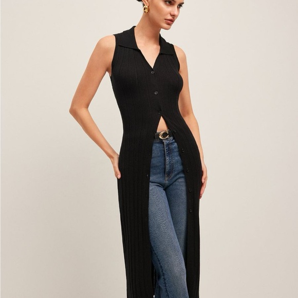 Commense Ribbed Button Up Knit Dress - Picture 2 of 3